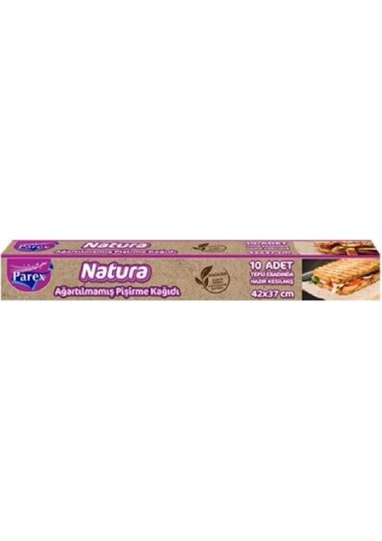 - Natura Ağartılmamış Pişirme Kağıdı Hazır Kesilmiş 10'lu