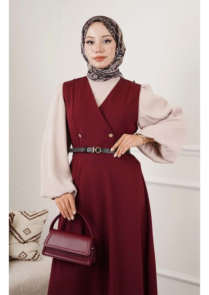 25Y61545 Jile Önü Düğmeli Kemerli Kloş - Rita - 25Y61545 - Bordo - 1 fiyatları