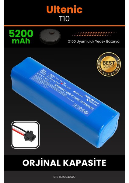 Ultenic T10 5200mAh Robot Süpürge Bataryası - Yüksek Yoğunluklu Li-ion Hücre