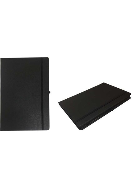 7118 Lastikli Defter 13 x 21 cm 120 Yaprak Çizgili Thermo Kapak - Siyah