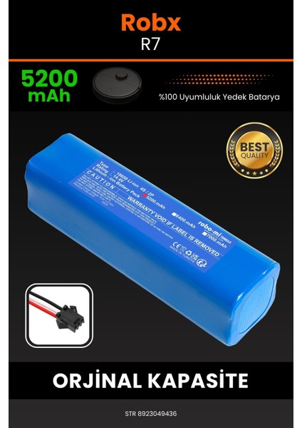 Robx R7 5200mAh Robot Süpürge Bataryası - Yüksek Yoğunluklu Li-ion Hücre