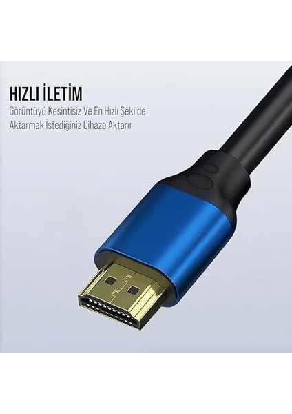 Hdtv Premium 4K Yüksek Hızlı Hdtv Kablosu High Speed Hdtv Kablo 4K UHD HDMI Kablo Hdtv 2.0 Standart Iletim Notebook Tv Projektör Gamebox ile Uyumlu (10 Metre)