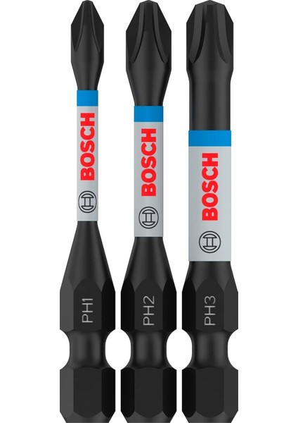 Professional 3 Adet. Impact Control Tornavida Ucu Ph Seti (50 Mm, Altıgen Şaft, Maymuncuk ve Tıklama, Darbe Sürücüleri Için Aksesuarlar)