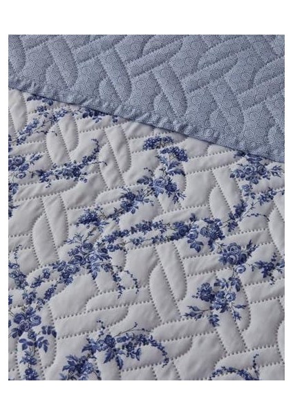 Home Scroll Flowers Tek Kişilik Çok Amaçlı Örtü Mavi