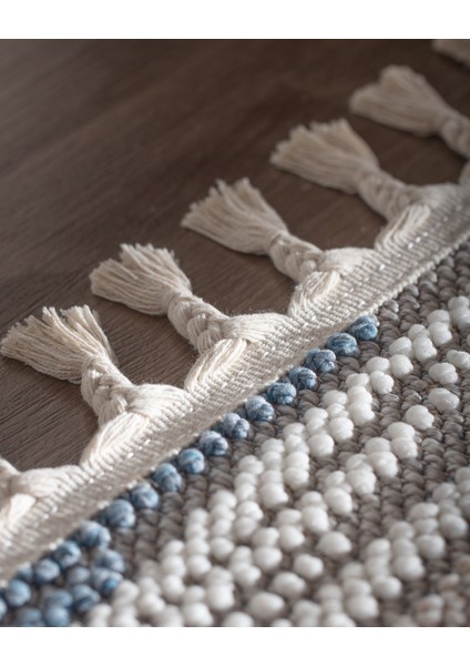 Grania Saçaklı Halı - Gri - 80x300 cm