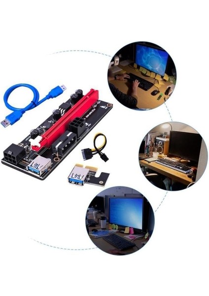 Pcı E 1x To 16X USB 3.0 Riser Ekran Kartı Bitcoin V009S 9.nesil