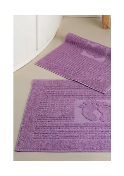 Tekstil Mat | 2 Adet Ayak Havlusu, Banyo Paspası, Havlu Paspas Mor