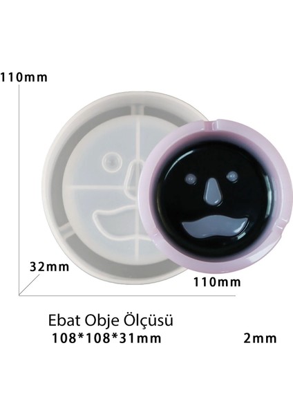 Epoksi Silikon Kalıp Küllük Kalıbı Yüzlü Emoji Bıyıklı 11X11 cm fiyatları