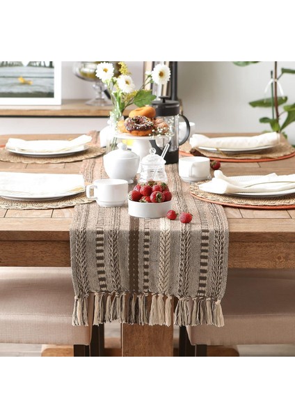 | %100 Pamuk Örme Runner 40 x 110 cm (Koyu Kahve)