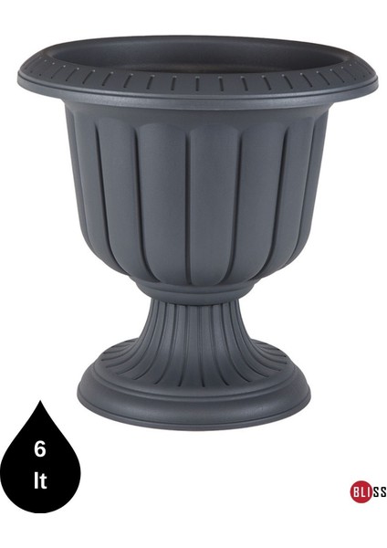 Nergis Dekoratif Antrasit Renk Ayaklı Saksı - Plastik Çiçek Saksısı