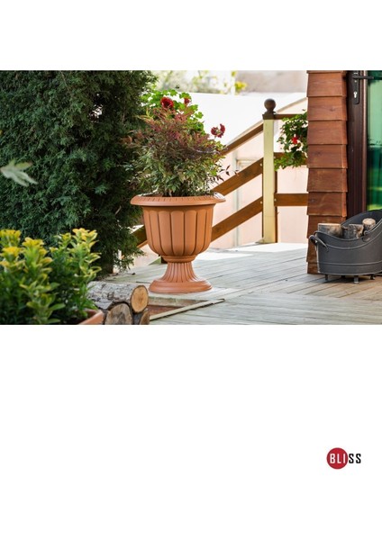 Nergis Dekoratif Antrasit Renk Ayaklı Saksı - Plastik Çiçek Saksısı modelleri