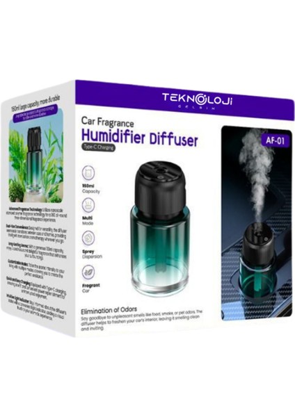 Af-01 Araba & Ev Kokusu Otomatik Şarjlı 160ML Lazer Işık Yıldız Tavan Yeni Nesil Smart Koku Difüzör