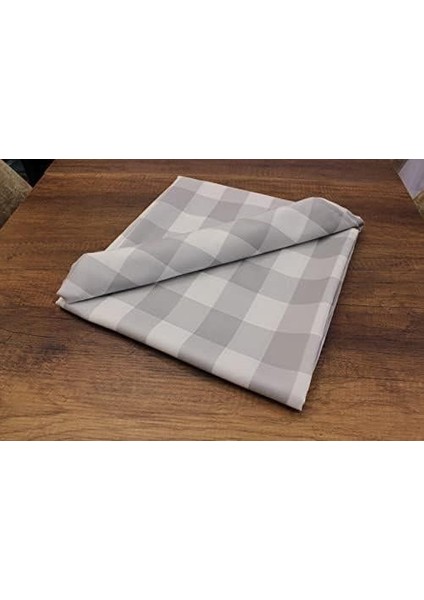 Gri Renk Kare Desenli Full Akrilik Dertsiz Dokuma Masa Örtüsü 150X220 cm