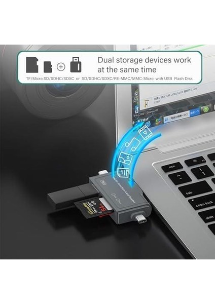 Type C Lightning USB Için Tobo Micro Sd Kart Okuyucu, Micro Sd Karttan USB Adaptörüne, Kamera Hafıza Kartı Okuyucu Için USB C Sd Kart Okuyucu, Pc Telefon Için 7'si 1 Arada Sd Kart Okuyucu