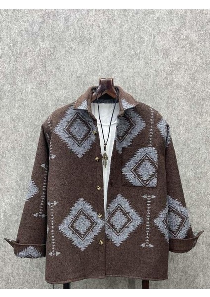 Oversize Bohem Desenli Oduncu Gömlek