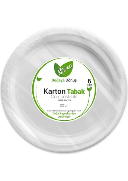 Doğaya Dönüşümlü Karton Tabak 22CM 6lı