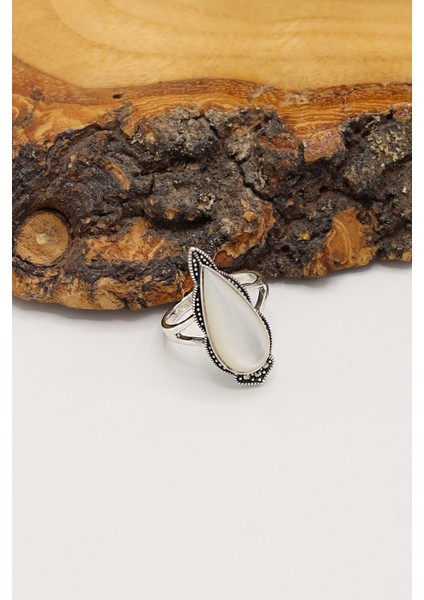 Sedef Taşlı Mekik Model 925 Ayar Gümüş Markazit Kadın Yüzük 201024226 modelleri