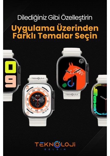 Watch 8 Ultra Akıllı Saat 45MM 1.99INC 3 Tuş Aktif Saatten Konuşma Türkçe Dil modelleri