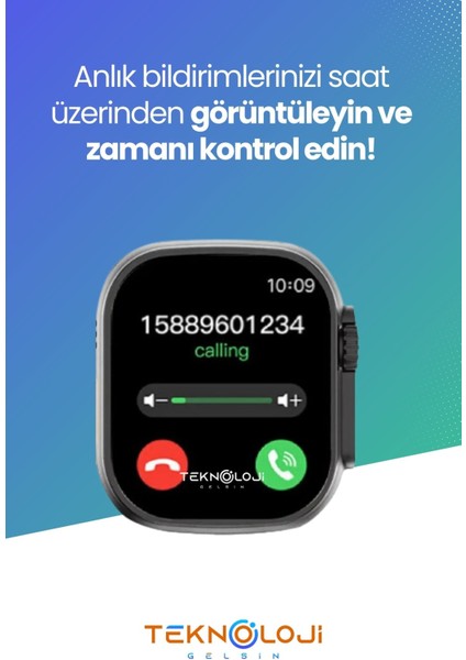 Watch 8 Ultra Akıllı Saat 45MM 1.99INC 3 Tuş Aktif Saatten Konuşma Türkçe Dil