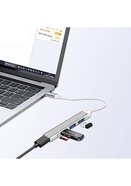 Plus Px-Typ5 Ultra Slim Gri USB Hub, 4 Port USB 3.0 Çoklayıcı, USB Çoklayıcı