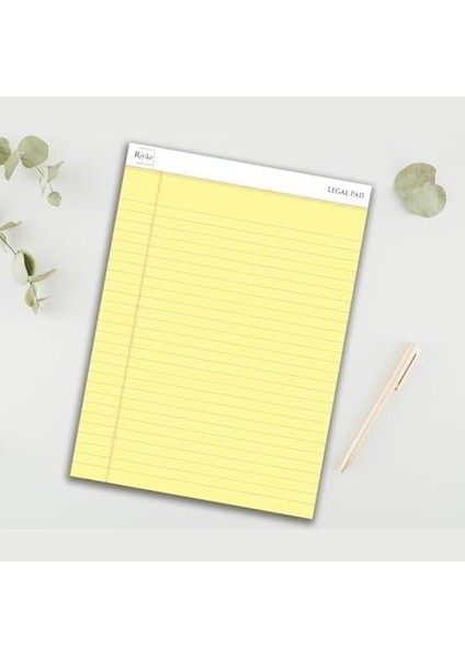 Boyut (216 x 297MM), Sarı Renkli Legal Pad, Notluk, Notepad, Defter, 50 Yaprak, Geniş Satır Aralığı, Okul, Iş ve Ofis Için, Türk Malı