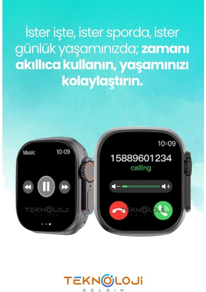 Watch 8 Ultra Akıllı Saat 45MM 1.99INC 3 Tuş Aktif Saatten Konuşma Türkçe Dil fırsatları