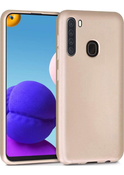 Galaxy A21 Kılıf Ultra Ince Renkli Silikon Kapak Gold