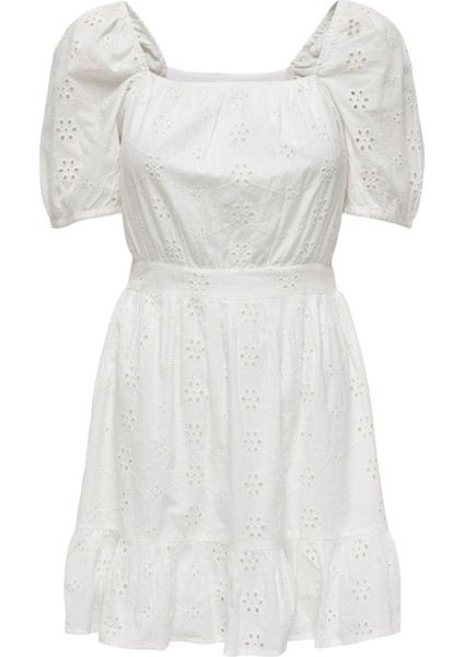 Onlsheıla Ss Short Emb Dress Wvn Kadın Beyaz Elbise - 15296335