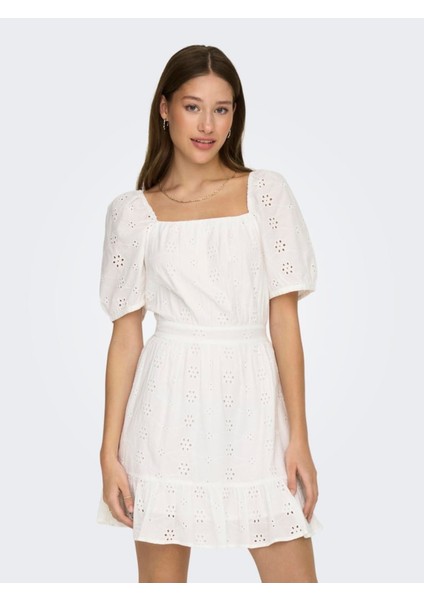 Onlsheıla Ss Short Emb Dress Wvn Kadın Beyaz Elbise - 15296335 fiyatları