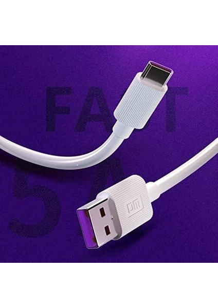SL015 USB To Type-C 5A Hızlı Şarj ve Data Kablosu Beyaz 1 Metre