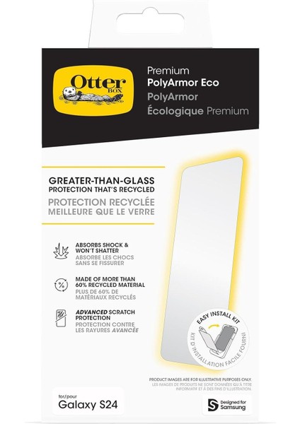 Samsung Galaxy S24 Polyarmor Premium - Temiz,%60 Geri Dönüştürülmüş Malzeme, Canlı Netlik, Gerçek Dokunuş Tepkisi, Kolay Kurulum