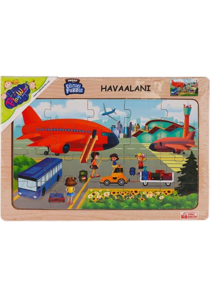 ONY-233-234-235-236 Ahşap Eğitici Puzzle Havaalanı -Onyıl Oyuncak.glpzr