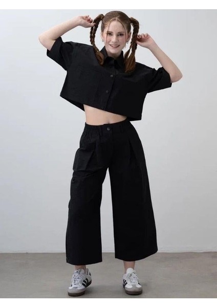 Kız Çocuk Crop Gömlek Poplin Pantolon Takım fiyatları