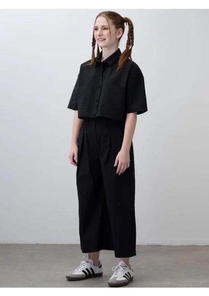 Kız Çocuk Crop Gömlek Poplin Pantolon Takım indirimleri