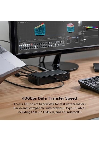 Usb4 USB C - USB C Kablosu 2,6 Ft (100 W'a Kadar Güç Sağlama, 40 Gb/sn Veri Aktarım Hızı ve Thunderbolt 3, USB 3.2 ve Daha Fazlası ile Geriye Dönük Uyumluluk ile USB If Sertifikalı)
