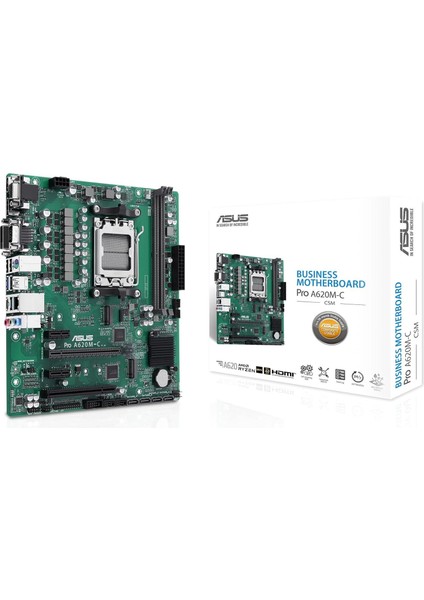 Pro A620M-C-CSM Anakart, Amd A620 Am5 Ddr5 6400 Dp HDMI DVI VGA Çift M2 USB 3.2 Aura Rgb Com Pcı Matx, Asus 5x Protectıon Iıı