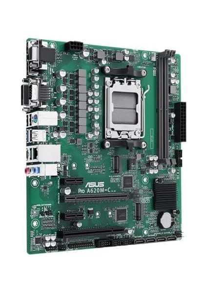 Pro A620M-C-CSM Anakart, Amd A620 Am5 Ddr5 6400 Dp HDMI DVI VGA Çift M2 USB 3.2 Aura Rgb Com Pcı Matx, Asus 5x Protectıon Iıı