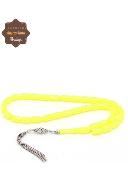 Neon Sarısı Opal Taşlı Kapsül Kesim Gümüş Püsküllü Doğal Taş Tesbih 201024168 fiyatları