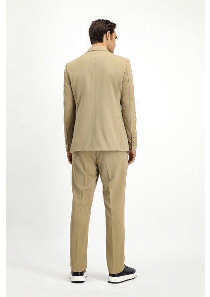 Slim Fit Dar Kesim Kruvaze Takım Elbise