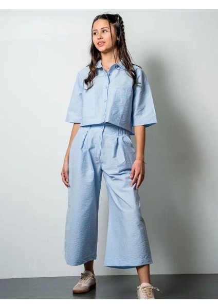 Kız Çocuk Crop Gömlek Poplin Pantolon Takım fırsatları