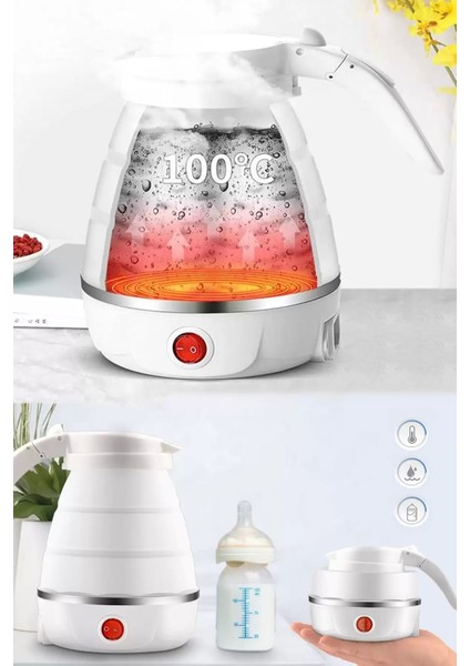 Silikon Katlanır Elektrikli Kahve Çay Su Isıtıcı Kettle Taşınabilir Seyahat Piknik Çaydanlık 600ML. fırsatları