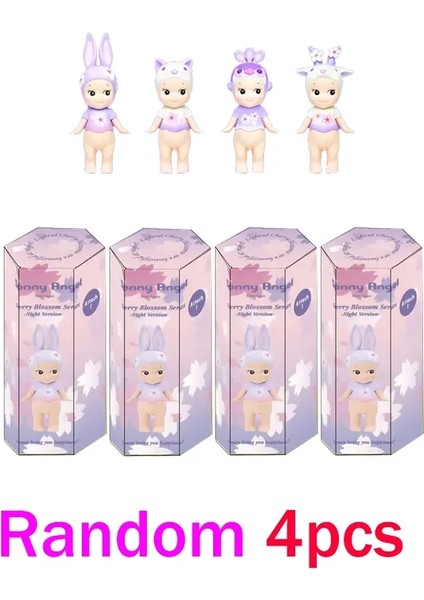 Blind Box Angel Sakura Mor Serisi Sevimli Karakter Bebek Araba Masaüstü Dekorasyon Modeli Sınırlı Sarda Hediyeler Renk: G8005-RANDOM4PCS (Yurt Dışından)