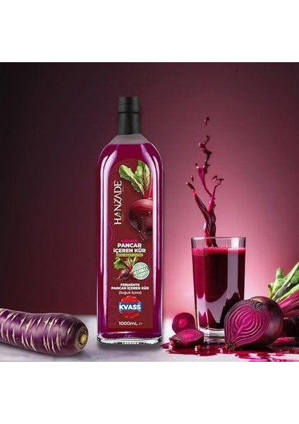 Bitkisel Pancar Kvass Fermente Kırmızı Pancar Içeren Kür 1 Litre Cam Şişe