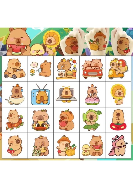 20PCS Sevimli Capya Geçici Dövme Çıkartmaları Anime Çizgi Film Çocukları Su Geçirmez Dövme Paketi Çocuk Kız Kız Hediyesi Toycolor: 20PCS (Yurt Dışından)