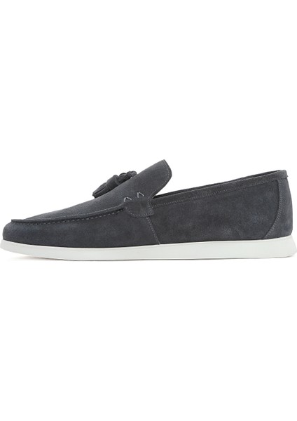 Erkek Gri Püsküllü Süet Deri Casual Loafer 25SFD750310 fiyatları
