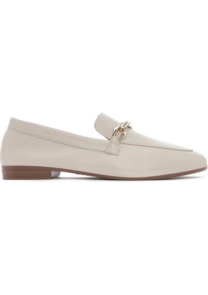 Kadın Bej Tokalı Deri Loafer 25SFD351518