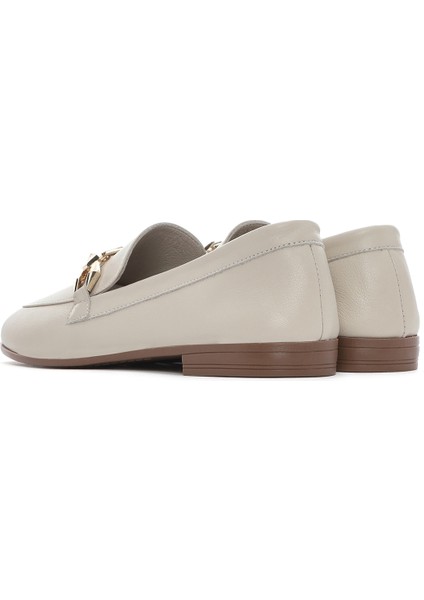 Kadın Bej Tokalı Deri Loafer 25SFD351518
