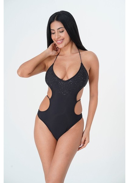 Sunsurf 2025 Kreasyonu Siyah Taşlı Mayokini