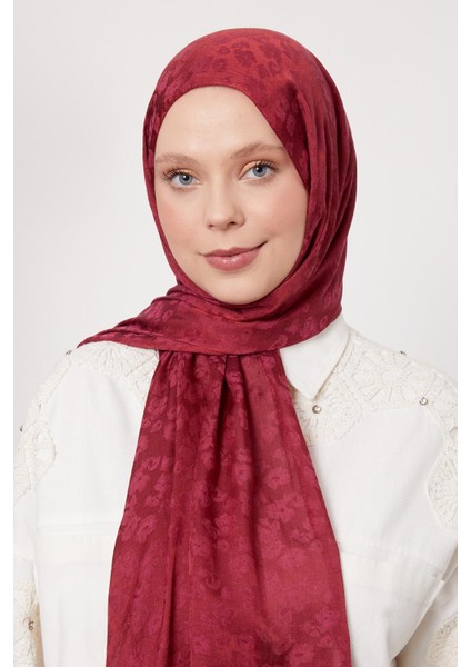 Vişne Leopar Desen İtalyan Jakar Şal modelleri