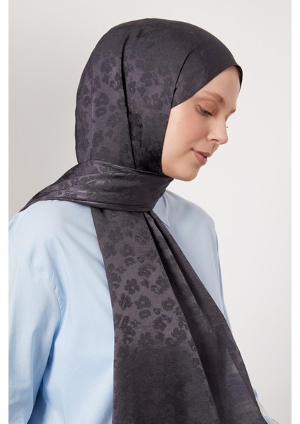 Antrasit Leopar Desen İtalyan Jakar Şal